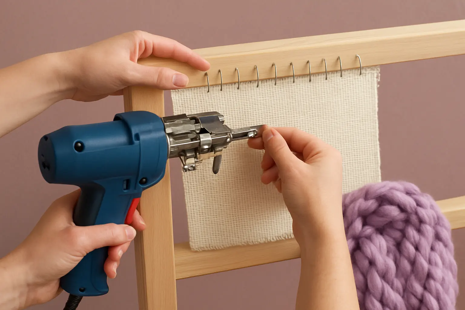 Illustration of step 2: Step 2: Inspect frame edges and grippers Check that timber has no protruding splinters and that gripper pins face the appropriate direction according to their instructions.
