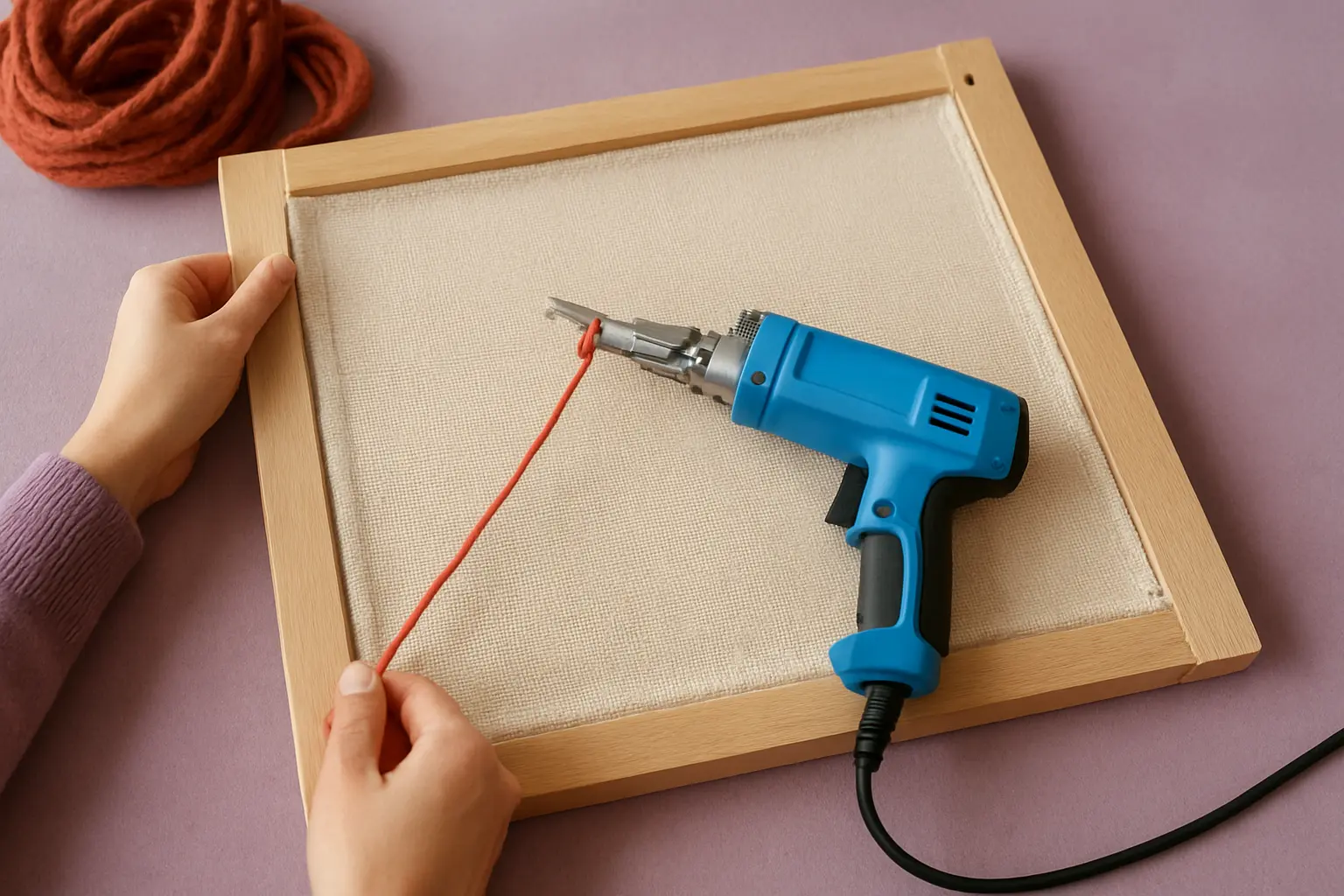 Illustration of step 4: Step 4: Stretch opposite sides evenly Work around the frame in alternating sides so the guide lines remain broadly square; avoid overloading one edge.