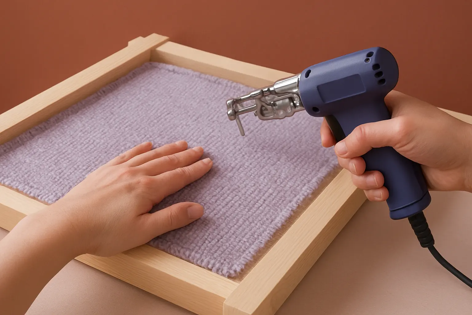 Illustration of step 5: Step 5: Test the tension before plugging in Inspect for sag, wrinkles and sharp protrusions. Adjust by hand while the power tool is disconnected.