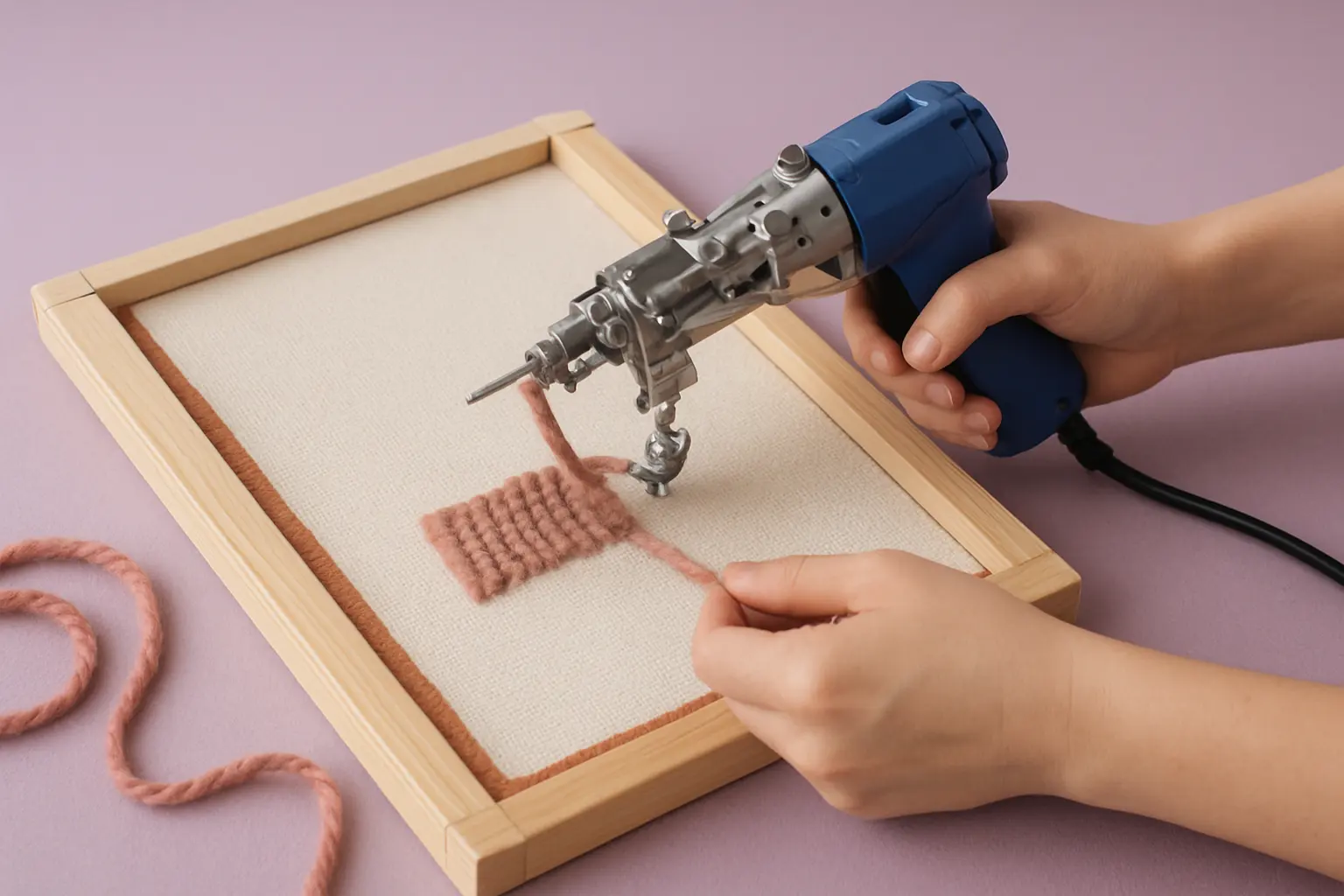 Illustration of step 6: Step 6: Practice on a spare edge Use a test strip at the edge to confirm the backing holds yarn at your chosen settings before stitching the actual motif.