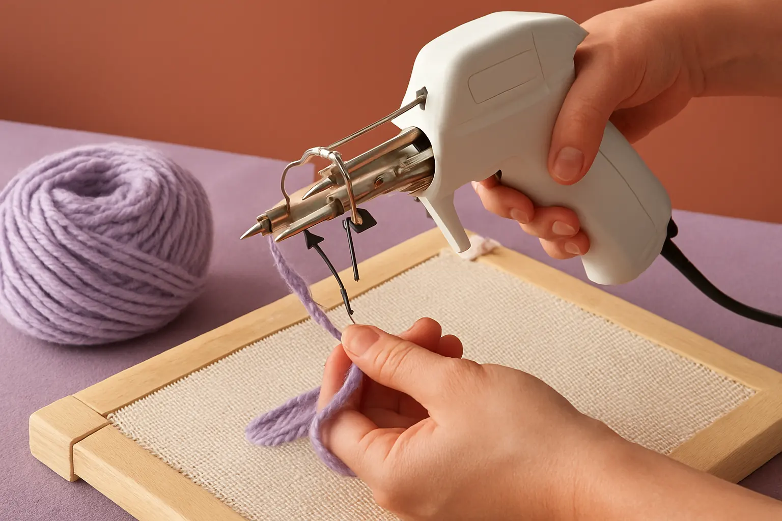 Illustration of step 3: Step 3: Follow the model-specific yarn path Pass yarn through the machine’s designated guides and needle using the exact diagram provided for your model.